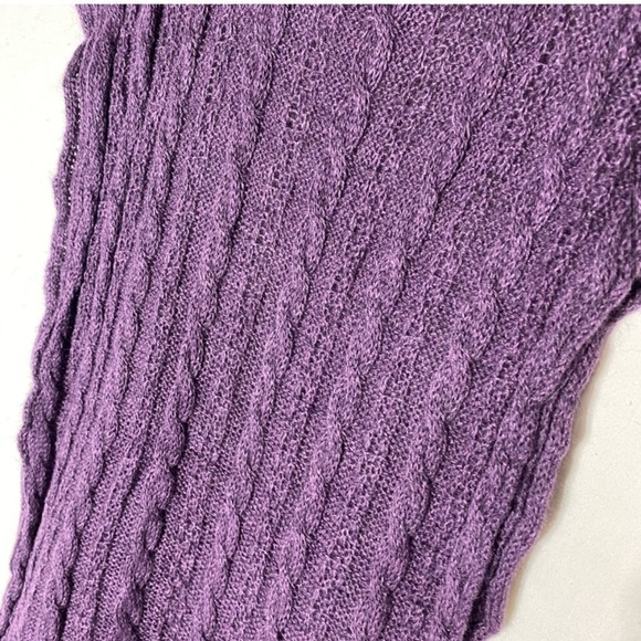 Holt Renfrew Purple Acrylic Mohair Wool Long Cable Knit  Scarf - Picture 6 of 13